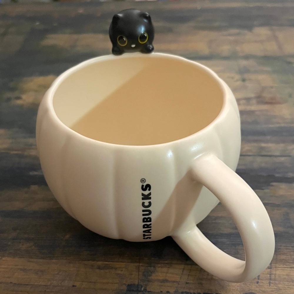 Starbucks Halloween Black Cat Ghost Pumpkin Ceramic Mug Witchy Whimsigoth NEW